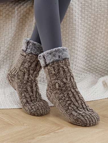  пушистые носки-тапочки для женщин и мужчин, толстые флисовые нескользящие носки-тапочки с захватами, уютные теплые зимние носки для сна дома