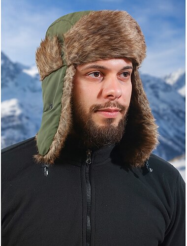  Weihnachts-Trappermütze für Herren mit Pelzfutter – wasserdicht, warm und gemütlich, mit Kunstpelzdetails, ideal für den Winterurlaub und Outdoor-Aktivitäten