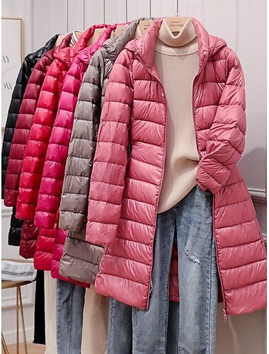  نسائي أسفل حديقة مريح متنفس سحاب جيب كاجوال سهل عطلة شارع فضفاض مناسب للبس اليومي سحاب طويلة مرتفعة عادي كم طويل ملابس خارجية أسود وردي بلاشيهغ نبيذ الربيع الخريف