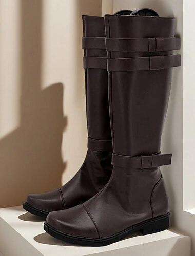  Botas altas masculinas de couro preto com fivela – calçados natalinos sofisticados para festas de fim de ano e eventos de inverno