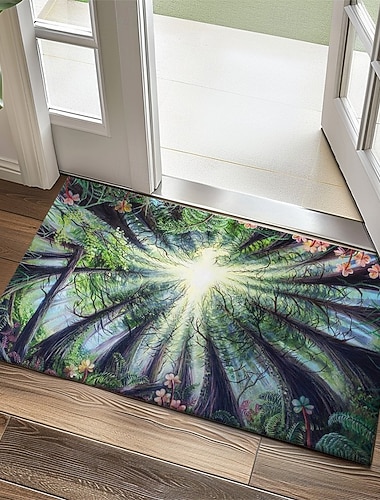  Paillasson forêt lumière du soleil pour entrée doux antidérapant lavable en machine faux cachemire design canopée d'arbre tapis d'entrée Phoenix Redwoods par Dakota Daetwiler