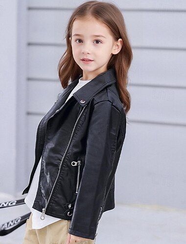 Παιδιά Κοριτσίστικα Μαύρο δερμάτινο μπουφάν Jachetă Συμπαγές Χρώμα Μοντέρνα Φερμουάρ Τσέπη ΕΞΩΤΕΡΙΚΟΥ ΧΩΡΟΥ Παλτό Εξωτερικά ενδύματα 4-12 χρόνια Φθινόπωρο Μαύρο   Παιδιά Κοριτσίστικα Μαύρο δερμάτινο μπουφάν Jachetă Συμπαγές Χρώμα Μοντέρνα Φερμουάρ Τσέπη ΕΞΩΤΕΡΙΚΟΥ ΧΩΡΟΥ Παλτό Εξωτερικά ενδύματα 4-12 χρόνια Φθινόπωρο Μαύρο