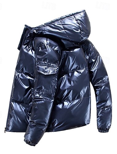  Per uomo Cappotto Invernale Giacca imbottita Giacca Imbottita Tasca Poliestere Vacanza Abbigliamento quotidiano Data Regolare Moda Casual Confortevole Calore Termico Inverno Colore Solido / Tinta