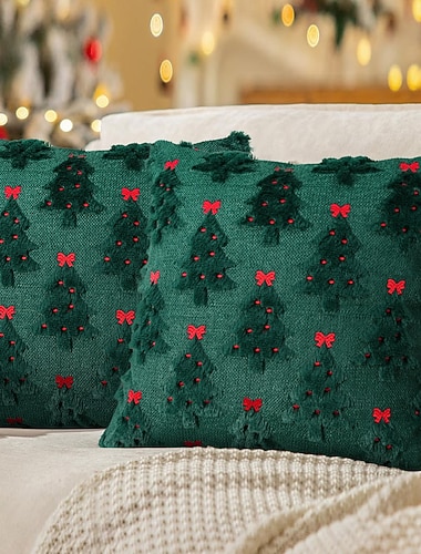  joulukoristeet tyynynpäälliset joulukuusen koristeilla, tekoturkisvillasta valmistetut tyynynpäälliset pehmeät muhkeat tyynynpäälliset, joulupuun tyynynpäälliset lomaan talvikoti sohva vuodesohva
