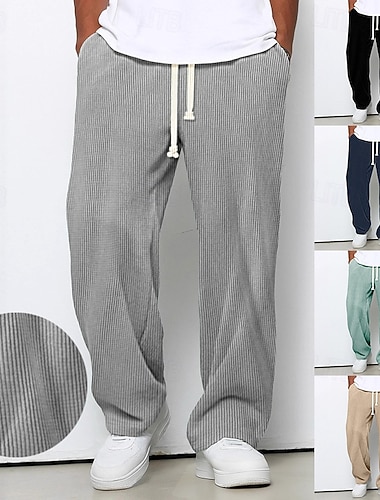  Herren Jogginghose mit weitem Bein Hose Cordhose Baggy-Hosen Freizeithose Kordelzug Elastischer Bund Einfach Gestreift Feuchtigkeitsableitend Atmungsaktiv Volle Länge Sport im Freien Lässig Täglich