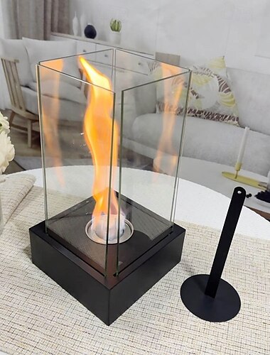  Bordpeis bærbar peisskål gryte rent brennende bioetanol ventilløs peis for innendørs utendørs terrasse fester arrangement 4,6 * 4,6 * 12 tommer