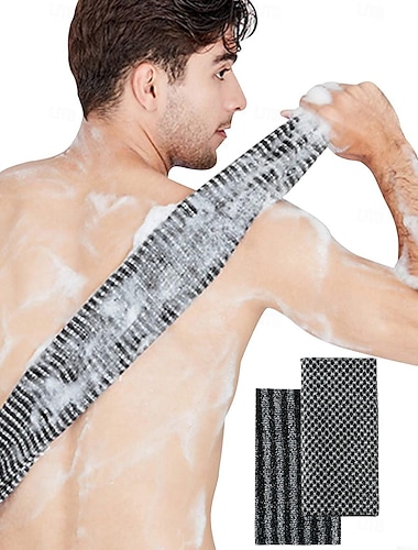  Ręcznik złuszczający - peeling do ciała, gąbka luffa, koreański &japoński &Afrykańska gąbka z siatki - długa tylna szorowarka do stosowania w kabinie prysznicowej