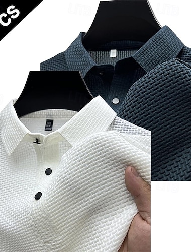  2枚セット メンズ ポロシャツ ゴルフシャツ カジュアル ホリデー クラシック 半袖 ファッション ベーシック 無地 2ピース マルチパック 夏 オールシーズン レギュラーフィット