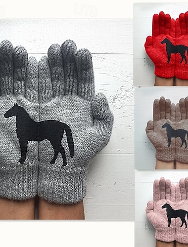  Γυναικεία 1 ζευγάρι Ακροδάχτυλα / Χειμωνιάτικα Γάντια / Πλεκτά γάντια Κομψό στυλ street / Υπαίθριο Γάντια - Στάμπα Ολόκληρο το Δάχτυλο / Στάμπα