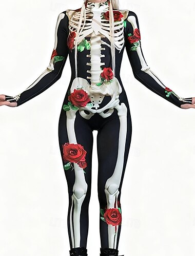  Lebka, kostra, cukrová lebka, body, halloween, skupinové kostýmy pro páry, celotělový kombinéza, strašidelný kostým pro pány, ženy, chlapce, děti, dospělé, představení, párty, klub, halloween,