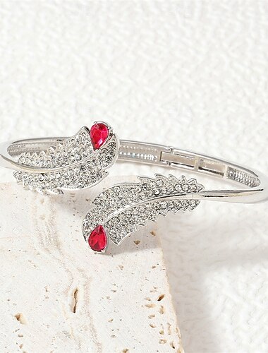  Zircão Incompatível Formato de Folha Personalizada Na moda cromada Pulseira de jóias Prata / Dourado / Dourado 2 Para Casamento Festa Noivado Baile de Formatura