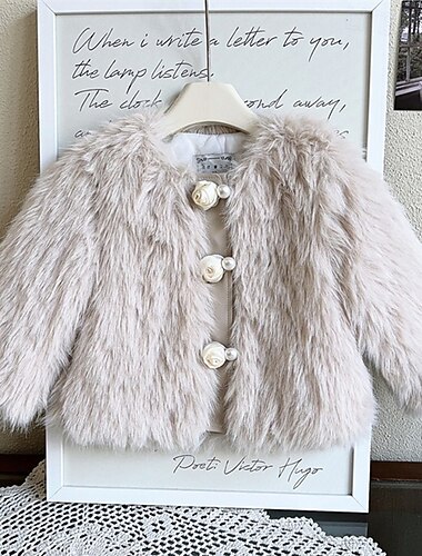 Дети Девочки Шуба из искусственного меха Сплошной цвет Мода на открытом воздухе Пальто Верхняя одежда 4 года + Осень Хаки   Дети Девочки Шуба из искусственного меха Сплошной цвет Мода на открытом воздухе Пальто Верхняя одежда 4 года + Осень Хаки