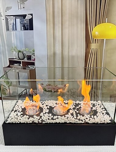  Stor bordpejs i glas, bærbar ildskål, ren brænding, bioethanol, ventilationsfri pejs til indendørs og udendørs terrassefester