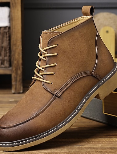  męskie brązowe buty sznurowane ze skóry ekologicznej – wygodna i trwała konstrukcja, idealne na co dzień, w podróży i na aktywności na świeżym powietrzu