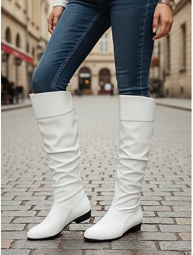 cizme gogo de damă până la genunchi - încălțăminte de modă retro cu toc plat pentru petreceri, festivaluri și stilul de zi cu zi   cizme gogo de damă până la genunchi - încălțăminte de modă retro cu toc plat pentru petreceri, festivaluri și stilul de zi cu zi
