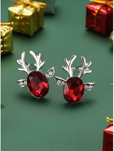  Julereinsdyrøreringer til dame - elegant design med rød krystall og sølvgevir til høytidsfester og festlige anledninger, tilgjengelig i flere farger