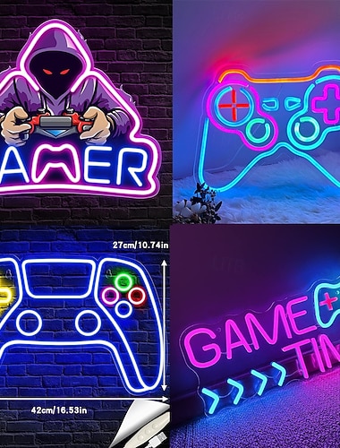  1 szt. oświetlenie ścienne LED do pokoju e-sportowego, dekoracyjne oświetlenie neonowe, stylizacja gier, kontroler oświetlenia, oświetlenie neonowe do gier, oświetlenie nastrojowe LED, zasilanie USB,