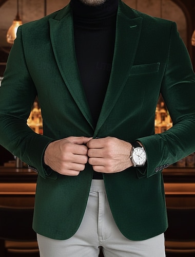  Miesten samettinen bleiseritakki suljettava kaulus muoti klassinen toimisto yksivärinen bleiseri musta viininpunainen violetti räätälöity istuvuus yksirivinen nappi