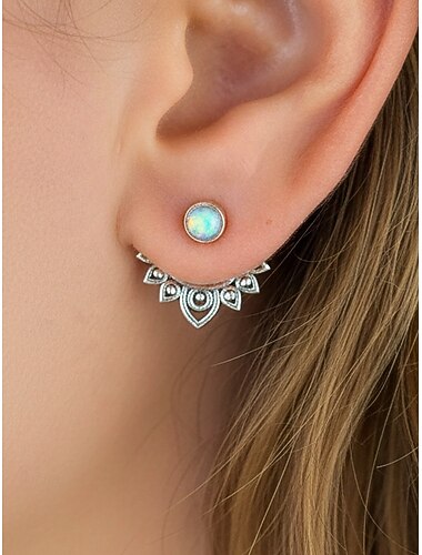  Bohemian opaal oorbellen voor dames met vintage lotusmotief – etnische sieraden voor casual, festival- en feestkleding
