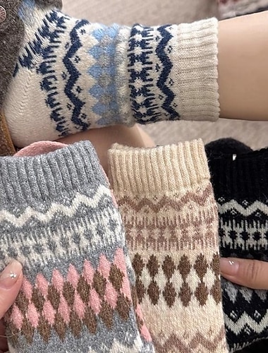  Damen Strümpfe Outdoor Farbblock Polyester Urlaub Lässig Elastisch Warm 1 Paar