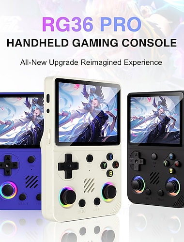  rg36 pro kézi játékkonzol retró játékkonzol nagy kapacitású akkumulátorral, USB töltéssel, 64 GB-os TF kártyával, nagyfelbontású képernyővel, nosztalgikus dizájnnal