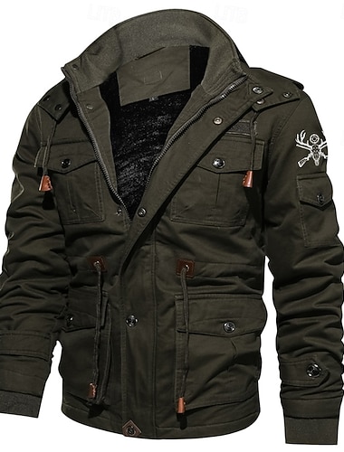 Miesten Poro Fleecetakki Cargo takki Tuulitakki Pidä lämpimänä Vapaa-aika Asevoimat ulko- Retkeily ja vaellus Kirjailtu Irrotettava huppu Puuvillatakit Talvi Stand-kaula-aukko Pitkähihainen Musta   Miesten Poro Fleecetakki Cargo takki Tuulitakki Pidä lämpimänä Vapaa-aika Asevoimat ulko- Retkeily ja vaellus Kirjailtu Irrotettava huppu Puuvillatakit Talvi Stand-kaula-aukko Pitkähihainen Musta