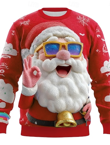 عيد الميلاد المجيد رجالي بابا نويل كنزة كوول حفلة رقبة عالية مدورة عطلة مناسب للحفلات هدية أزرق فاتح أحمر كرونيك 3D كل الفصول مصمم   عيد الميلاد المجيد رجالي بابا نويل كنزة كوول حفلة رقبة عالية مدورة عطلة مناسب للحفلات هدية أزرق فاتح أحمر كرونيك 3D كل الفصول مصمم