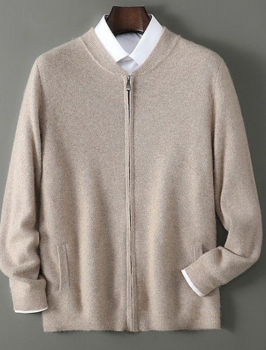  heren premium zuiver wollen kasjmier cardigan trui rits klassieke gebreide zak zacht warm ademend