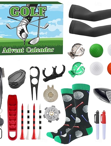  Kalendarz adwentowy do golfa, prezent świąteczny dla golfistów, 24-dniowy kalendarz odliczający dni do świąt Bożego Narodzenia dla ojca, męża lub chłopaka, idealny prezent świąteczny z piłkami