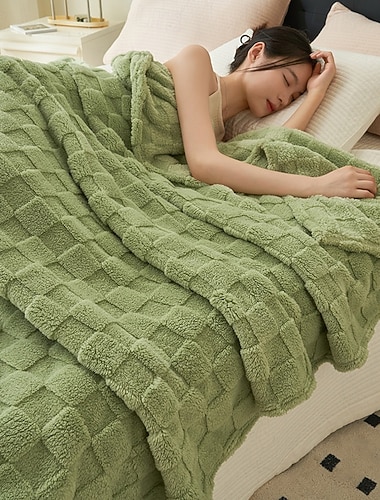  klimaanleggsteppe, lett vaffelfleece-teppe til sofa, seng, kontorlur eller sommerbruk, koselig lite lurteppe eller skuldertrekk