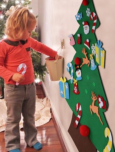  Ideale kerstcadeaus voor kleinkinderen meisjes jongens DIY vilt kerstboomset met ornamenten voor kinderen kerstcadeaus nieuwjaar deurwanddecoraties kerstcadeau