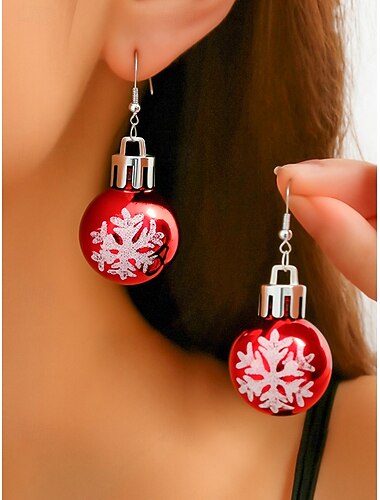 orecchini natalizi da donna con motivo a fiocco di neve, gioielli festivi per le feste in più colori   orecchini natalizi da donna con motivo a fiocco di neve, gioielli festivi per le feste in più colori