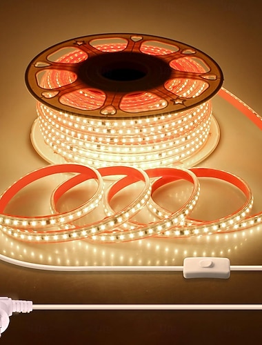 Vattentät LED-ljusremsa (IP65) 16,4-328 fot med starkt självhäftande LED-ljusremsa, enkelradig 120 lysdioder, dubbelradig 240 lysdioder, stickkontakt med på/av-brytare, för inomhusbruk,   Vattentät LED-ljusremsa (IP65) 16,4-328 fot med starkt självhäftande LED-ljusremsa, enkelradig 120 lysdioder, dubbelradig 240 lysdioder, stickkontakt med på/av-brytare, för inomhusbruk,