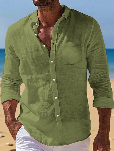  Miesten Paita Pellava paita Kesä paita Napita paita Rantapaita Avoimet paidat Tavallinen Loma Arki-asut Musta Valkoinen Vaalean vihreä Punastuvan vaaleanpunainen Pitkähihainen Sänkyjen avaus Kes