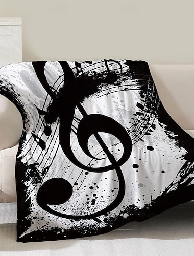  Fleece-tepper Kasteteppe til sofaen Gave Musikk Klassisk Moderne 3D Sofa Seng Dekorativt teppe Varmt teppe Hjemmedekor