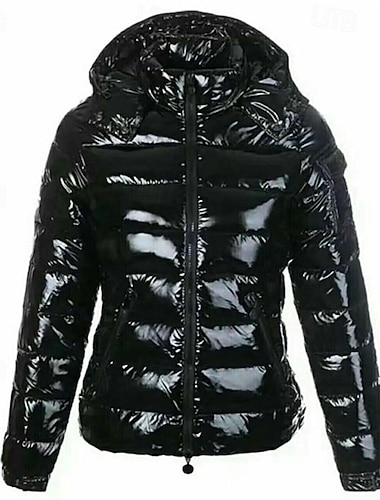 نسائي أسفل جاكيت كاجوال الدفء مريح سحاب جيب موضة كاجوال سهل شارع مناسب للبس اليومي مناسب للخارج سحاب عادية مع قبعة عادي كم طويل ملابس خارجية أسود الخريف الشتاء   نسائي أسفل جاكيت كاجوال الدفء مريح سحاب جيب موضة كاجوال سهل شارع مناسب للبس اليومي مناسب للخارج سحاب عادية مع قبعة عادي كم طويل ملابس خارجية أسود الخريف الشتاء