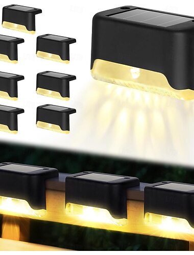  Lampy solarne do tarasów zewnętrznych, boczne lampy solarne, wodoodporne oświetlenie LED do tarasów zewnętrznych, balustrad, schodów, stopni, płotów, podwórek i patio, lampa dekoracyjna na święta