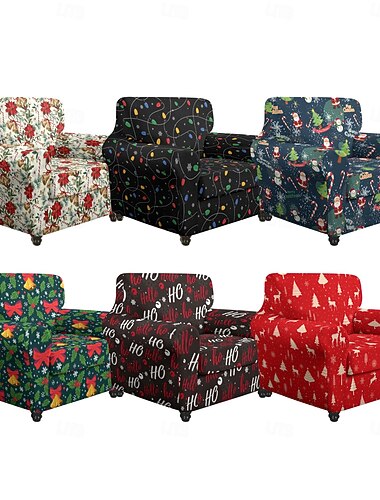  Świąteczne pokrowce na fotele i sofy, poliestrowe pokrowce z przędzy barwionej na rośliny, rozciągliwe, idealne do świątecznej dekoracji domu