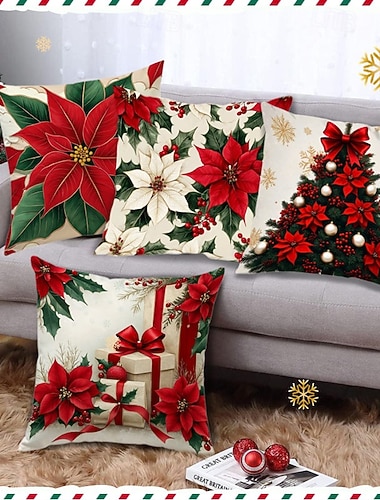 Punaiset joulutyynynpäälliset Viihtyisät juhlavat tyynynpäälliset olohuoneen, sohvan ja makuuhuoneen sisustukseen