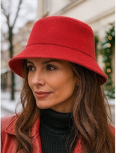 cappello da pescatore in velluto a coste da donna, comodo berretto da pescatore invernale per outfit natalizi, caldo cappello in stile retrò per passeggiate all'aperto e riunioni festive   cappello da pescatore in velluto a coste da donna, comodo berretto da pescatore invernale per outfit natalizi, caldo cappello in stile retrò per passeggiate all'aperto e riunioni festive
