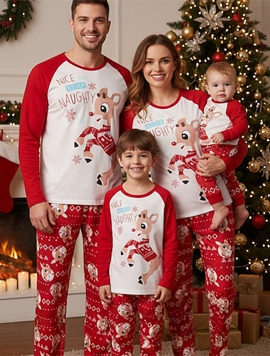 familj Jul Jul familjepyjamas Pyjamas Familjeset Grafisk Hjort Hem Mönster Rubinrött Långärmad Dagligen Matchande kläder   familj Jul Jul familjepyjamas Pyjamas Familjeset Grafisk Hjort Hem Mönster Rubinrött Långärmad Dagligen Matchande kläder