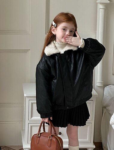 Παιδιά Κοριτσίστικα Μαύρο δερμάτινο μπουφάν Μπουφάν fleece Jachetă Συμπαγές Χρώμα Μοντέρνα Φερμουάρ Τσέπη Διατηρείτε Ζεστό Αντιανεμικό ΕΞΩΤΕΡΙΚΟΥ ΧΩΡΟΥ Παλτό Εξωτερικά ενδύματα 4-12 χρόνια Φθινόπωρο   Παιδιά Κοριτσίστικα Μαύρο δερμάτινο μπουφάν Μπουφάν fleece Jachetă Συμπαγές Χρώμα Μοντέρνα Φερμουάρ Τσέπη Διατηρείτε Ζεστό Αντιανεμικό ΕΞΩΤΕΡΙΚΟΥ ΧΩΡΟΥ Παλτό Εξωτερικά ενδύματα 4-12 χρόνια Φθινόπωρο