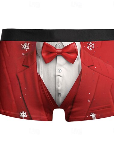  Noël Boxer Short Sous-Vêtements cadeau de Noël père Noël Graphique Nouveautés Drôle pour Homme Adulte Impression 3D  pour Noël Carnaval Nouvel An Soirée