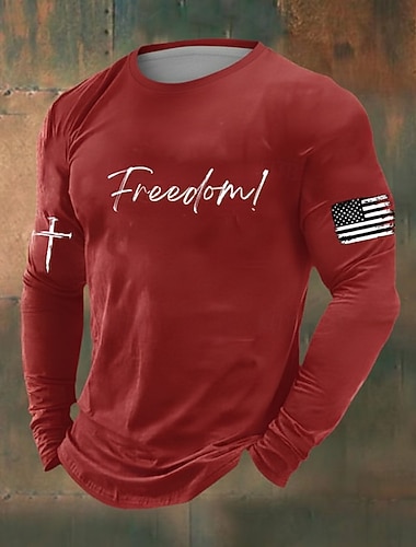 בגדי ריקוד גברים דגל ארה"ב האמריקני FREEDOM חולצה קצרה שרוול ארוך חולצה קצרה הדפסת תלת מימד צווארון עגול קצר חולצה יומי יום יומי חולצה פוליטית מצחיקה מפלגה יום הולדת רחוב שחור אודם פול סתיו חורף ביגוד   בגדי ריקוד גברים דגל ארה"ב האמריקני FREEDOM חולצה קצרה שרוול ארוך חולצה קצרה הדפסת תלת מימד צווארון עגול קצר חולצה יומי יום יומי חולצה פוליטית מצחיקה מפלגה יום הולדת רחוב שחור אודם פול סתיו חורף ביגוד