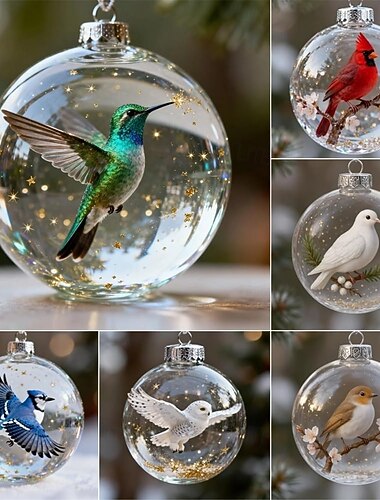 مجموعة زينة من الزجاج الكريستالي على شكل طيور طبيعية، زينة شجرة عيد الميلاد على شكل طائر الكاردينال، كرات عيد الميلاد البلاستيكية الشفافة، زينة العطلات، تزيين داخلي وخارجي لهدايا تذكارية لشجرة عيد   مجموعة زينة من الزجاج الكريستالي على شكل طيور طبيعية، زينة شجرة عيد الميلاد على شكل طائر الكاردينال، كرات عيد الميلاد البلاستيكية الشفافة، زينة العطلات، تزيين داخلي وخارجي لهدايا تذكارية لشجرة عيد