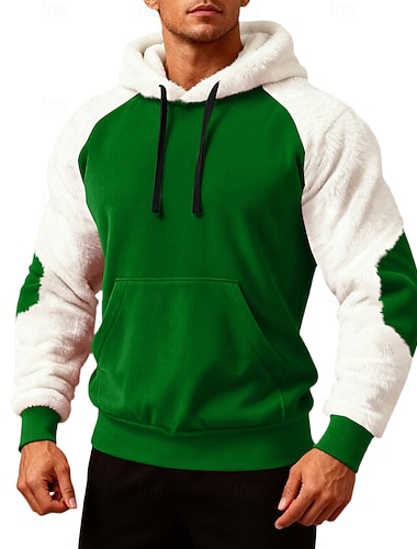  Herr Huvtröja Svart Rodnande Rosa Vin Rubinrött Marinblå Huva Slät Snörning Ficka Framficka Jul Dagligen Helgdag Polyester Streetwear Ledigt Vinter Kläder Pull Tröjor