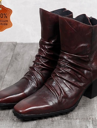 Herresko i rødbrun skinn med rynkedetaljer – trendy og komfortable for kveldssamlinger og formelle arrangementer   Herresko i rødbrun skinn med rynkedetaljer – trendy og komfortable for kveldssamlinger og formelle arrangementer