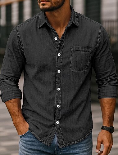 Herren Hemd Freizeithemd Vintage-Shirt Knopfhemd Schwarz Hellgrün Wein Marineblau Blau Langarm Einfach Revers Lässig Ausgehen Tasche Bekleidung Vintage Mode Retro Vintage   Herren Hemd Freizeithemd Vintage-Shirt Knopfhemd Schwarz Hellgrün Wein Marineblau Blau Langarm Einfach Revers Lässig Ausgehen Tasche Bekleidung Vintage Mode Retro Vintage