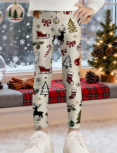 Новогодняя тематика Девочки 3D Графика Каждый Брюки Леггинсы Весна Осень Симпатичные Стиль Классический Дети 4-12 лет на открытом воздухе Повседневные Стандартный   Новогодняя тематика Девочки 3D Графика Каждый Брюки Леггинсы Весна Осень Симпатичные Стиль Классический Дети 4-12 лет на открытом воздухе Повседневные Стандартный