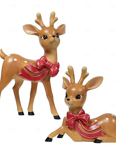  Dekoracje świąteczne, ozdoby z żywicy w kształcie renifera, urocze figurki reniferów wykonane w stylu retro na choinkę, do salonu, na półkę na książki, do sypialni, do szafki na wino, do dekoracji